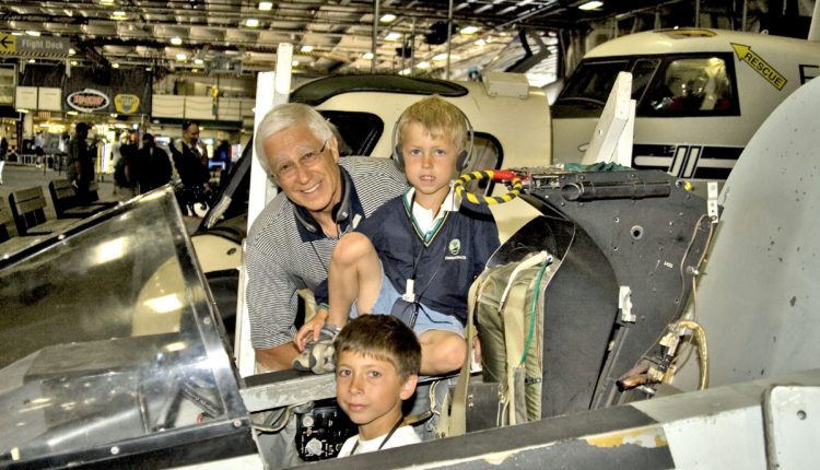 Father Sons in Midway MiG Trainer